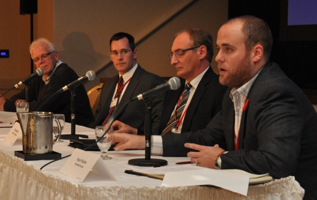 From left to right: Greg St. Croix, Marsh Risk Consulting, Jason Spence, Volvo Trucks, Dino Bagnariol, Ontario Ministry of Transportation, Ryan Fletcher, PeopleNet