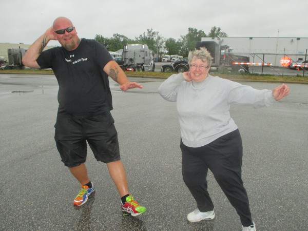 Dancing Trucker John Drury leads Brenda Guarnaschelli in a Zumba class in Windsor. Photo by Ron Stang