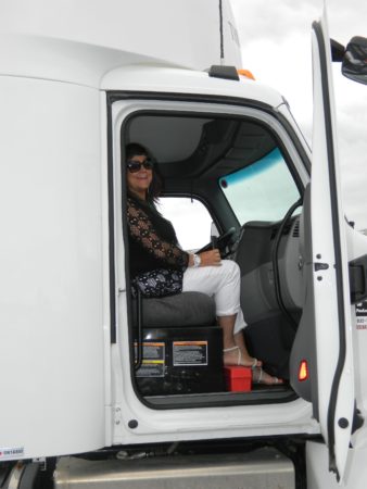 Assistant deputy minister of transport Heidi Francis prepares for a tour of the course.